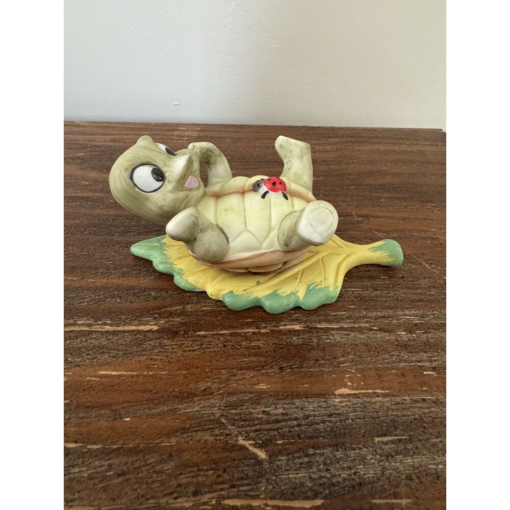 Vintage Homco Anthromorphic Turtle On Back Ladybug Figurine Whimsical